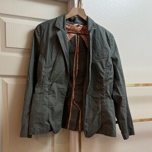 CAbi Olive Jacket with Floral Lining